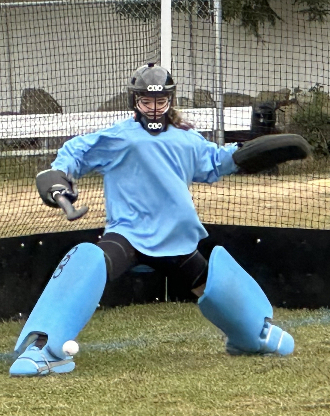 Peyton Lee Winchell in blue gear at practice